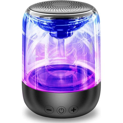 Altoparlante stereo Bluetooth portatile ad alta fedeltà con bassi potenti, luce LED dinamica e lettore di schede TF integrato.