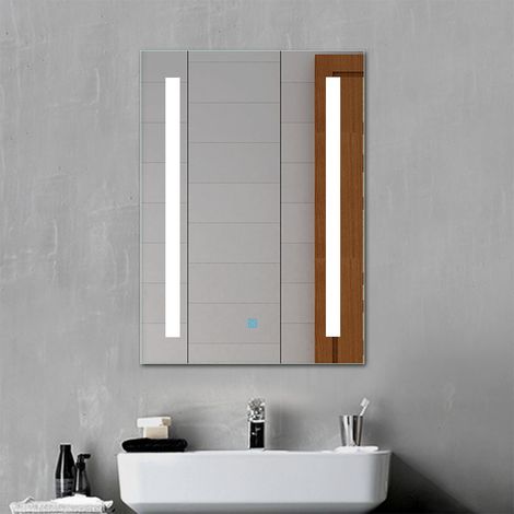 LED Bathroom Mirror Lighted Single Touch Control Wall Mount Vertical-500x700mm