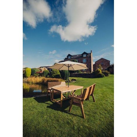 Valley 4 Seat Set 2X2B Table - Timber - L220 x W180 x H95 cm - Garden Furniture - Minimal Assembly Required (1/3)