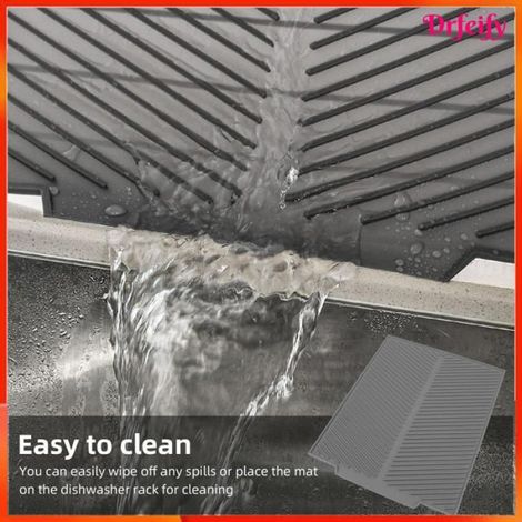 Akozon tapis de drainage de comptoir de cuisine Tapis de séchage de vaisselle en Silicone, 485x405mm, articles accessoire Gris (1/5)