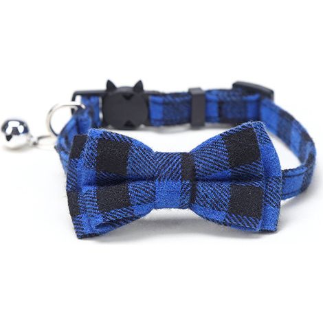Colliers, colliers anti-strangulation pour chats, colliers pour chats avec cloches et nœuds, colliers mignons pour chatons et chats, écossais bleu, 2 pièces (1/5)