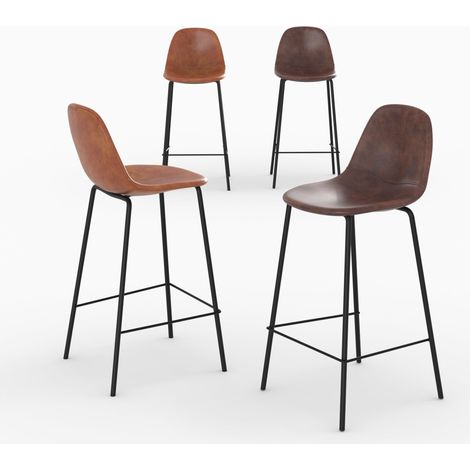 Pack 4 chaises pour îlot central camel et marron 65 cm - Henrik