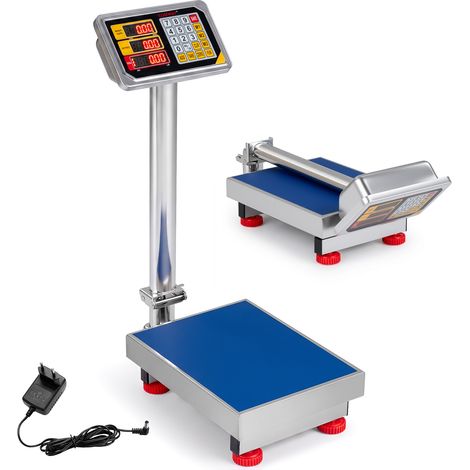 Balance Plateforme Pliable en Acier Inoxydable 50g à 150kg Pèse Colis avec Écran LED, Alimentation Double, Batterie 10+h, Tare et Accumulation, kg/lb (1/5)