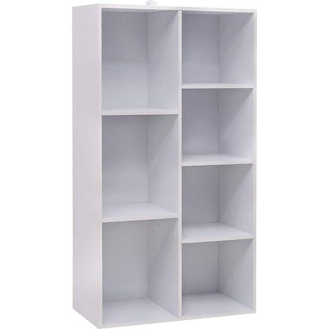 Libreria Scaffale a Cubi 7 Scomparti Libreria Moderna Bianca 59,5x29,5x108cm (1/4)