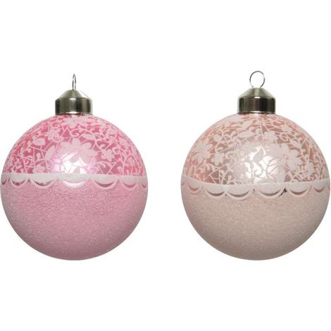 Sfera 8cm varianti rosa e glitter