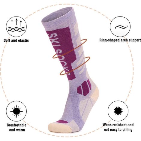 Damen Outdoor-Skisocken aus Merinowolle, Wintersocken, Thermosocken, Kniestrümpfe