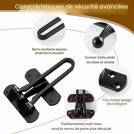 Interior Door Lock Security Latch Entry, Black (1/3)