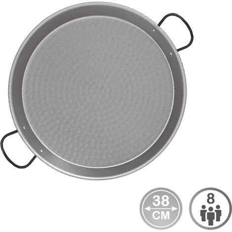 PAELLERA TRADICIONAL ACERO PULIDO Ø38cm (8 PERSONAS). VAELLO