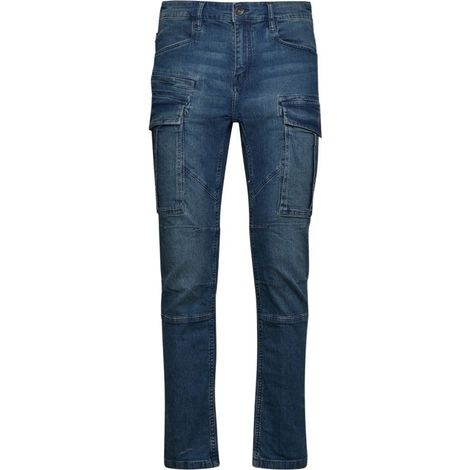 Diadora – Jean de travail élastique haute visibilité STONE CARGO LIGHT – Couleur bleu/vert – Taille XL (46/48) – Pour chantiers humides (1/4)