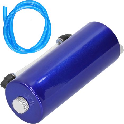 Universeller Ölabscheider mit Reservoir, komplettes Set inklusive Schlauch, Halterung, Klemmen, Schrauben, Muttern und blauem Anschlussstück. (1/5)