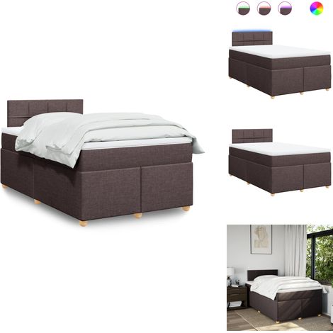 Sommier à lattes de lit et matelas marron foncé 120x190cm tissu - Sommier À Lattes De Lit - Sommiers À Lattes De Lit - Lit - Meuble De Chambre À Coucher (1/5)