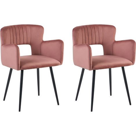 Set of 2 Dining Chairs SANILAC Velvet Pastel Pink