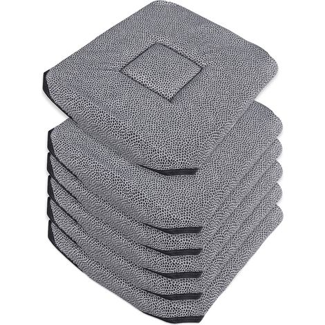 Lot De 6 Coussins De Chaise Coton Avec Des Ailes Lavable Doux Universel Moderne Repéré - Gris