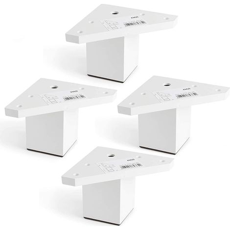 Pack de 4 pieds de meuble en plastique ABS – Hauteur 6 cm – Plaque de montage incluse – Pour meubles bas – Couleur blanche – REI (1/5)