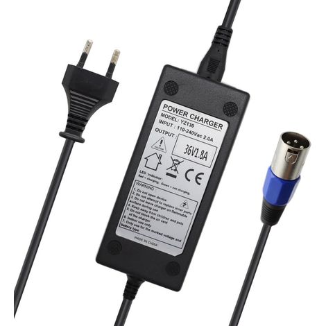 Chargeur 36 V 1,8 A pour batterie 36 V compatible (XLR 3 broches) (1/4)