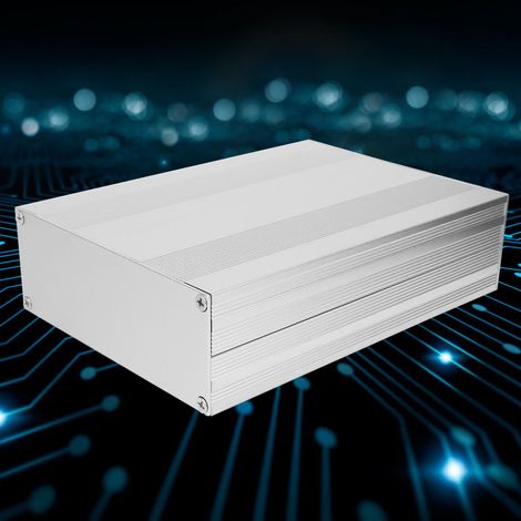 Boîtier électronique en aluminium argent mat 54x145x200mm, coffret DIY pour carte PCB, boitier de jonction en 2 parties (1/5)