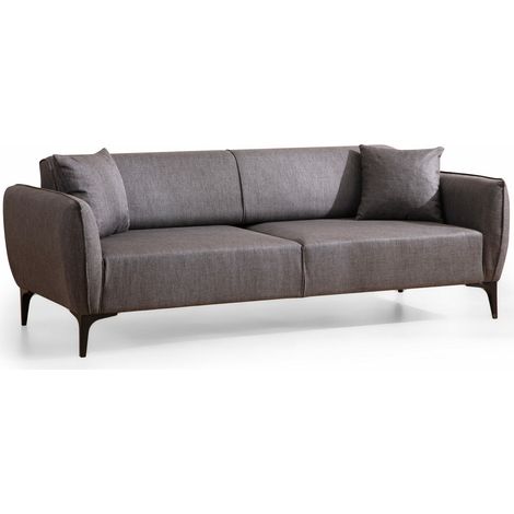 Canapé droit 3 places tissu gris foncé Bellano 220cm (1/5)