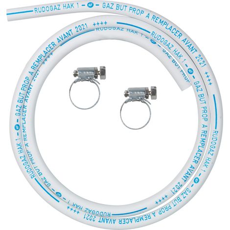 Ribimex – Tuyau souple gaz propane butane 1,5m – Diamètre 6x12mm – Résistant à la pression – Étanchéité garantie – Colliers inclus