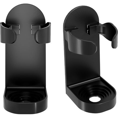 Support noir pour rasoir électrique sans perçage, support mural pour rasoir, support de rangement pour salle de bains (lot de 2) (1/2)