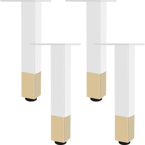 Blanc et Or, Lot de 4 Pieds de Meubles Pied de Table Ronds Réglable, Aluminum Alloy 6-40cm Socles Pieds Meuble Cuisine TV Commode Pieds pour Meuble de Salle de Bain Vis Inclus-30cm/11.8" (1/5)