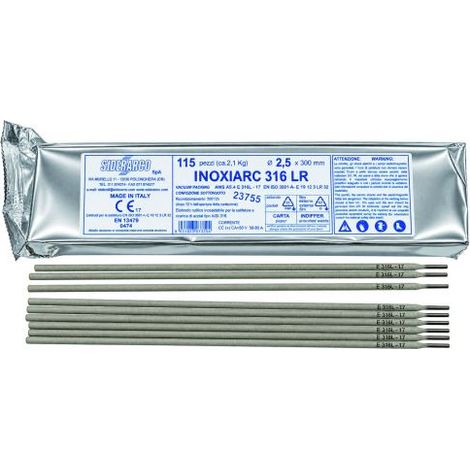 Siderarco ELETTRODO PER SALDATURA INOX 316 Ø mm. 2,5/300 (115 pz.)