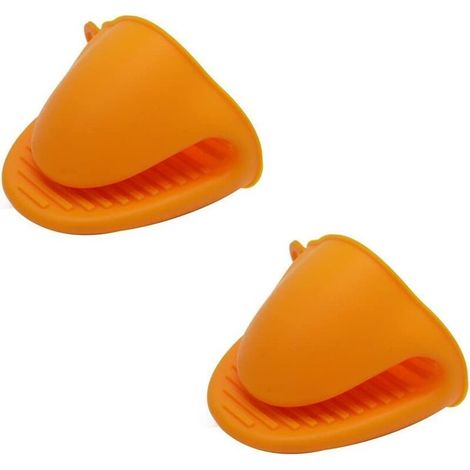 Lot de 2 poignées épaisses en silicone pour cuisine, four et micro-ondes, orange – DELKEVIC (1/5)
