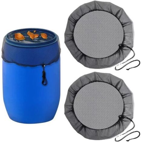 Moskitoschutznetz für Regenwassersammler, 2 Stück, verstellbarer Fassdeckel, Schutznetz gegen Blätter und Mückenlarven, Schutznetz mit Durchmesser von 95 cm (1/4)