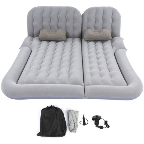 RHG Matelas de voyage gonflable multifonction 2 en 1, matelas de couchage souple en PVC floqué pour voiture et SUV (gris) (1/5)