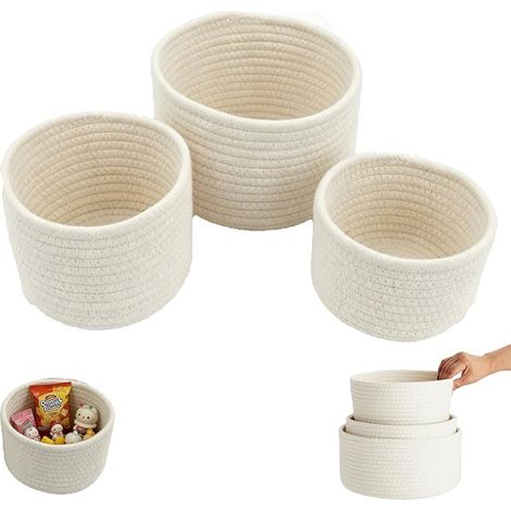Paniers De Rangement Tressés, Empilables Coton Décoration, Organiser Les Jouets, Pour Chambres, Salons, Bureaux (1/5)
