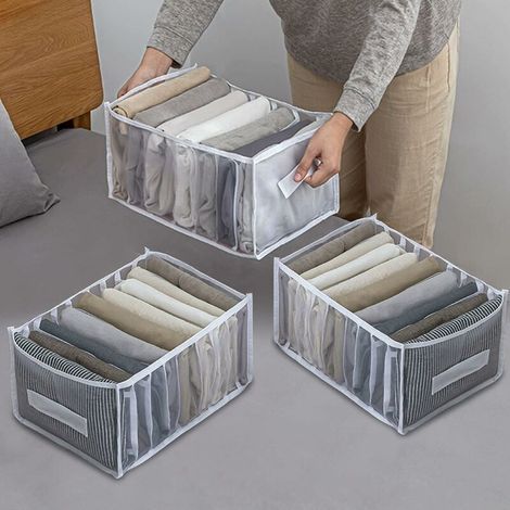 3 Pièces Jeans Organisateur de Tiroir, Boîte de Rangement pour Pantalons, Organisateur de Jeans pour le Stockage de Leggings, T-shirts, Jeans (1/5)