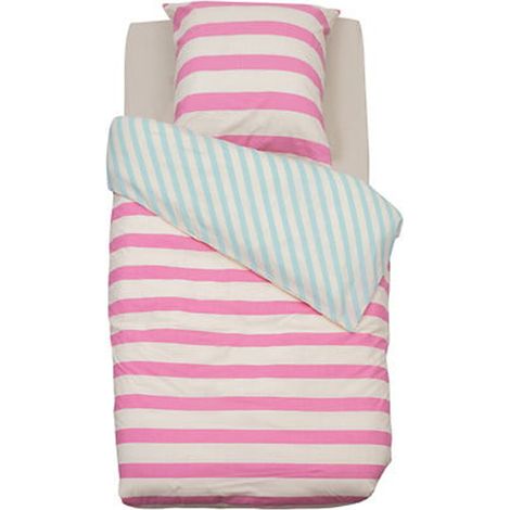 Parure de lit enfant réversible rayures Violet 140x 200 Atmosphera For Kids (1/5)