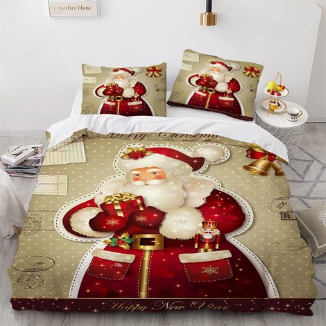 Housse De Couette 140X200 Ado Fille Polyester De Haute Qualité Anti-Rides sans Repassage Pere Noel Père Noël Sets De Housses De Couettes 140 X 200 Cm Livré avec 2 Taies d'oreiller 65X65Cm - 140 x 200  (1/5)