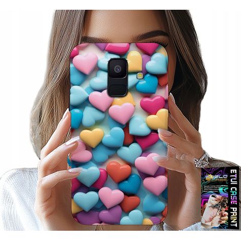 Custodia per Samsung A6 2018 - cuori colorati, personalizzabile (1/5)