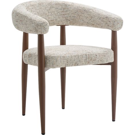 Nour - fauteuil - en tissu moucheté - pieds en métal effet bois