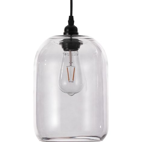 Lampadario in vetro grigio trasparente cm. Ø.18 x H.25