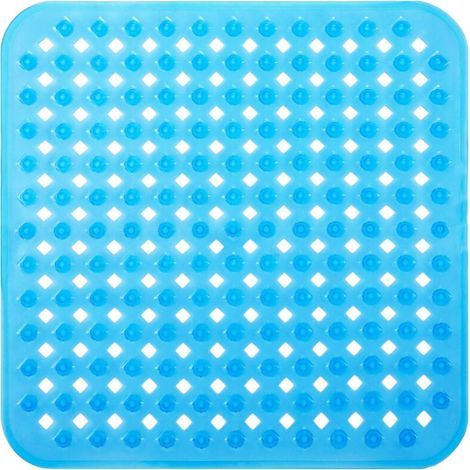 Alfombra de Baño Azul, 53x53cm Alfombrilla Antideslizante para Bañera, Alfombra de Ducha Cuadrada con Ventosas, Alfombra Antideslizante, Lavable a Máquina (1/5)