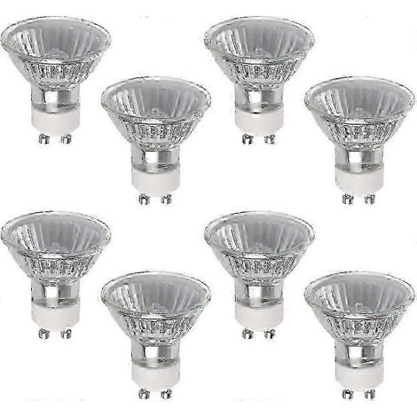 Ampoules halogènes GU10 (paquet de 8) compatibles avec les spots à intensité variable blanc chaud de 50 W. (1/5)