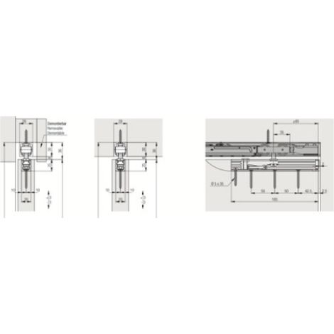 Garniture Junior 100 B-Mod - 1 porte de 100kg -1 amortisseur, 1 Softstop et vis longue 20 mm - HAWA