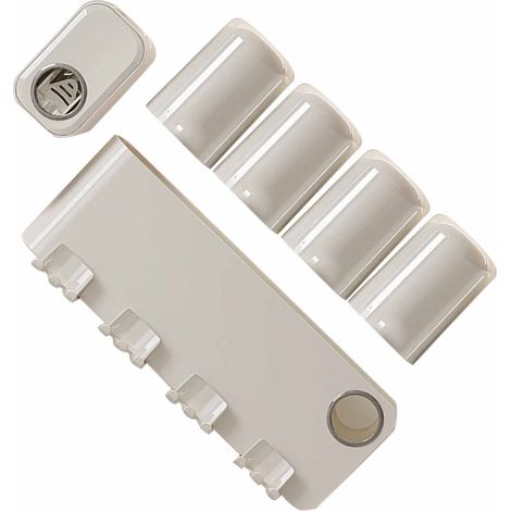 Porte-brosses à dents portable et sans perçage, luxueux porte-brosses à dents mural couleur crème avec quatre compartiments. (1/5)