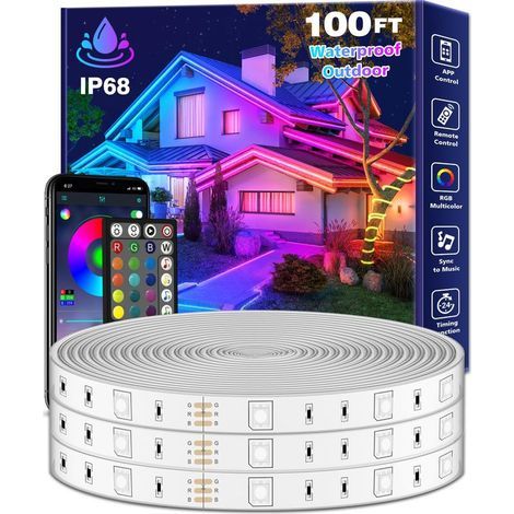 Bande LED d'extérieur 30 m – Étanche IP65, synchronisation musicale, RGB – Contrôle via application et télécommande