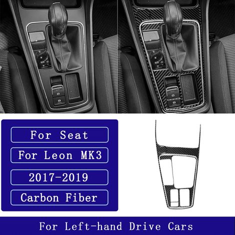 (3 LHD) Convient pour Seat Leon MK3 2013-2020. Accessoires auto : autocollant décoratif en fibre de carbone pour panneau de porte avec navigation centrale, radio, lecteur CD et climatisation. (1/4)