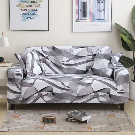 Housse de Canapé 2 Place 145-185cm Couverture Canapé avec Accoudoirs Moderne Couvre Canapé Elastique Universelle Revêtement de Canapé Housse de Protection Gris (1/4)