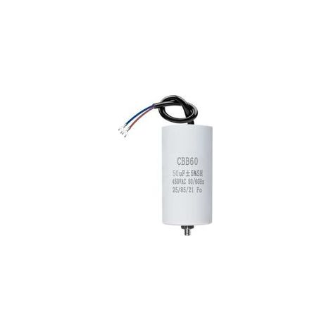 Condensador CBB60 450V 50μF 50/60HZ, condensador de inicio, condensador cbb60,condensadores, con hilo M8,50x106mm,50UF, para motor, bombas de piscina, defensas de madera