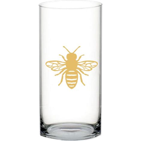 Vase en Verre Transparent Rond avec Motif Abeille Jaune pour Décoration 10 x 22 cm - PANGIVO (1/3)