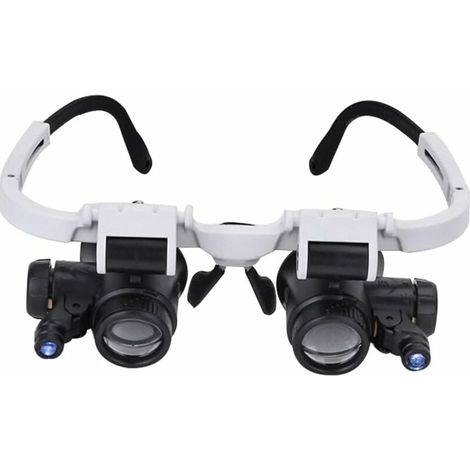 Loupe frontale réglable avec lumière LED 8X 15X 23X, lunettes grossissantes binoculaires, loupe mains libres