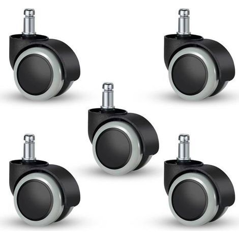 Lot de 5 roulettes doubles pour chaise de bureau de taille universelle de 11 mm, roulettes de rechange pour chaises de bureau (1/5)