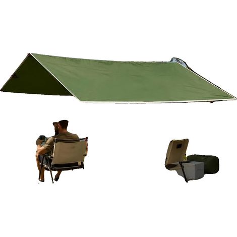 Lona de camping, impermeable, diseño ligero, verde. (1/2)