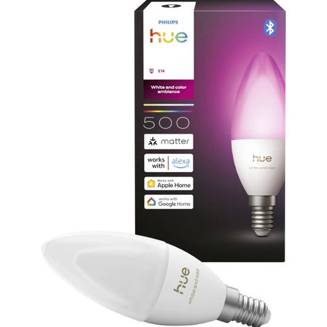 Philips Hue LED E14 Lampadina a Candela Opaco Luce Bianco e colorata - White and Color Ambiance (1/3)