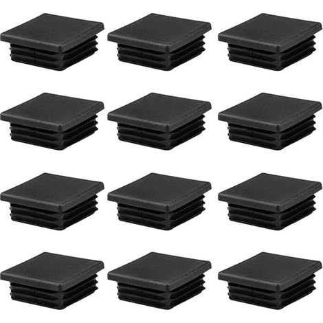 – Couvercles de tubes carrés en plastique noir 50x50mm – Lot de 12 pièces – Résistants à l'humidité – Installation facile pour chaises et tables (1/4)