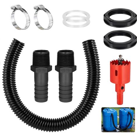 1 inch cistern connection kit, connection kit for 100 cm cistern, connection hose, suitable for fixing all standard rainwater tanks, with connection (1/5)